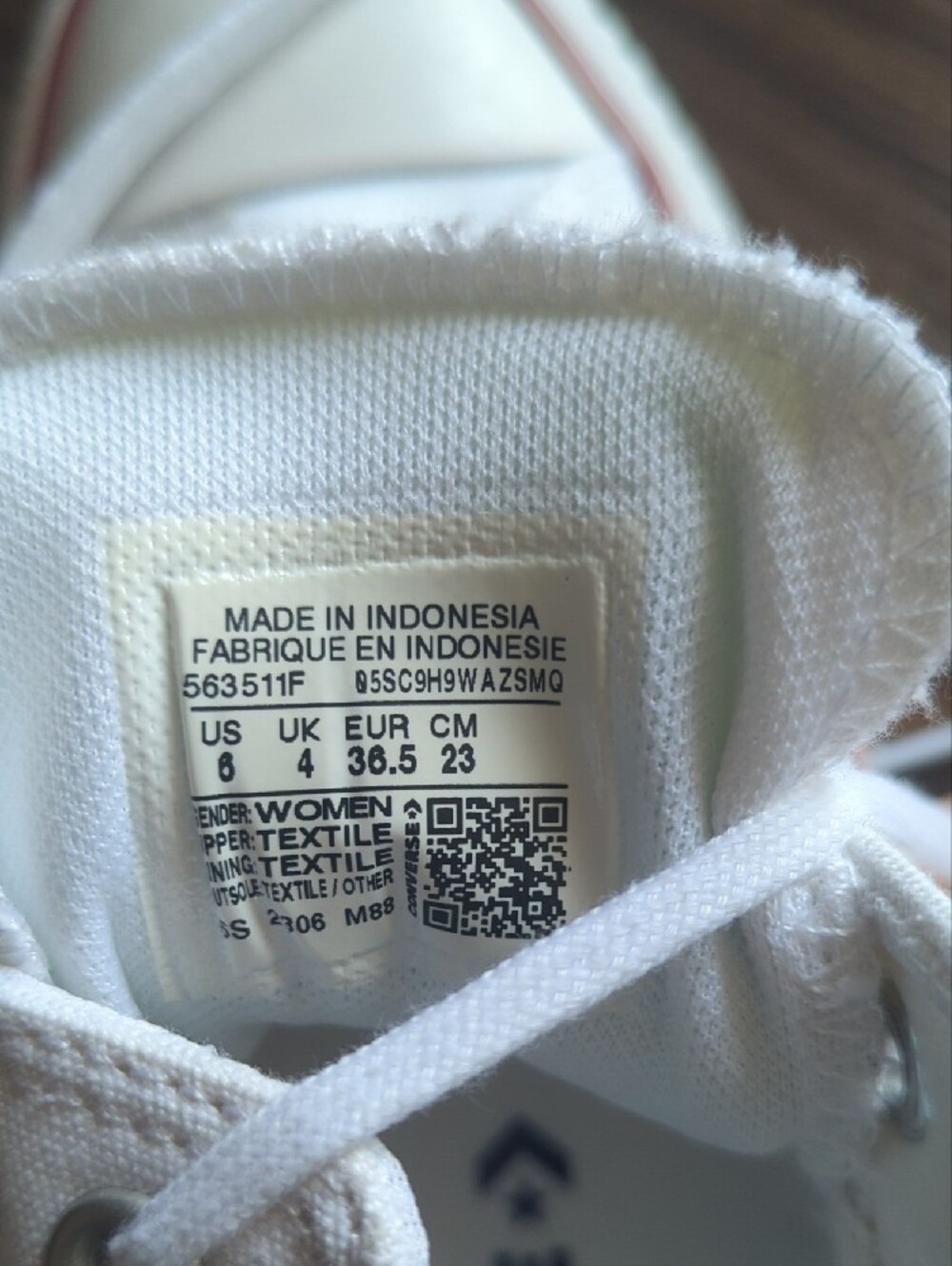 Converse White High Top Sneakers with Red Trim - Picture 6 of 7